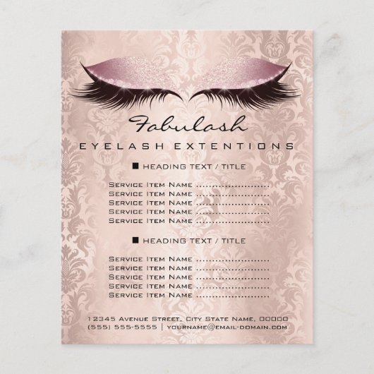 Makeup Artist Beauty Wellness Flyer Roze Damask (Voorkant)
