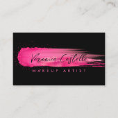 Makeup Artist Black en Hot Pink-staal Visitekaartje (Voorkant)