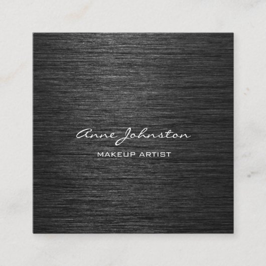 Makeup Artist Black, geborsteld metaal Vierkante Visitekaartje (Voorkant)