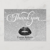 Makeup Artist Black Glitter Lips Silver Hartelijk  Briefkaart (Voorkant)