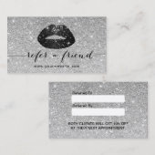 Makeup Artist Black Glitter Lips Silver Reference Aanbevelingskaartje (Voorkant / Achterkant)