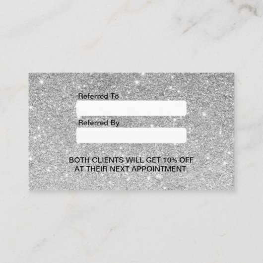 Makeup Artist Black Glitter Lips Silver Reference Aanbevelingskaartje (Achterkant)