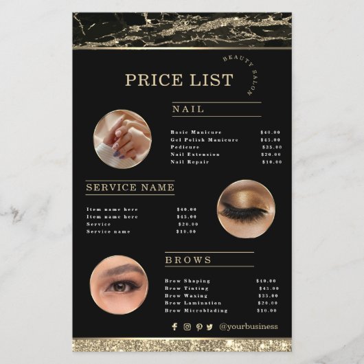 Makeup Artist Black Gold Marble flyer (Voorkant)