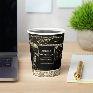 Makeup Artist Black Gold Marble Paper Cup Papieren Bekers