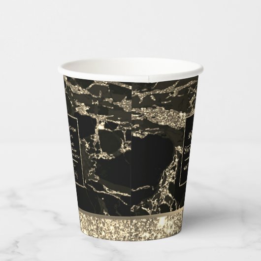 Makeup Artist Black Gold Marble Paper Cup Papieren Bekers (Rechts)
