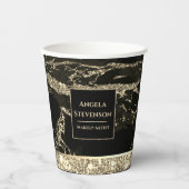 Makeup Artist Black Gold Marble Paper Cup Papieren Bekers (Voorkant)