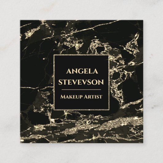 Makeup Artist Black Gold Marble Visitekaartje (Voorkant)
