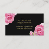 Makeup Artist Black & Gold Stripes Modern Floral Visitekaartje (Achterkant)