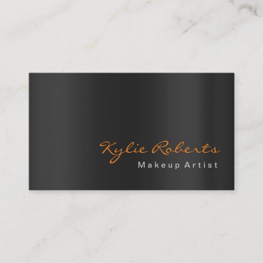 Makeup Artist Black Gray Oranje Calligrafie Visitekaartje (Voorkant)