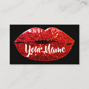 Makeup Artist Black Red Kiss Lips Sugar Glitter Visitekaartje