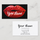 Makeup Artist Black Red Kiss Lips Sugar Glitter Visitekaartje (Voorkant / Achterkant)