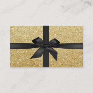 Makeup Artist Black Ribbon Wraping Gold Glitter Visitekaartje