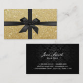 Makeup Artist Black Ribbon Wraping Gold Glitter Visitekaartje (Voorkant / Achterkant)