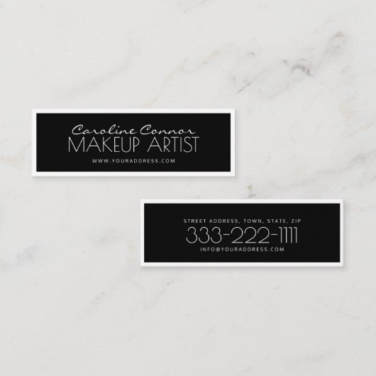 Makeup Artist Black & White Boundcard Mini Visitekaartje (Voorkant / Achterkant)