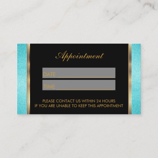 Makeup Artist Blauwgroen Glitter Appointment Afsprakenkaartje (Achterkant)