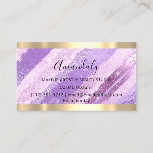 Makeup Artist Blogger Influencer Paarse Stroke Visitekaartje (Achterkant)