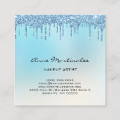 Makeup Artist Blue Glitter Glam Drift Vierkante Visitekaartje (Achterkant)