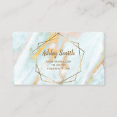 Makeup Artist Blue Gold Marble Geometric Terrarium Visitekaartje (Achterkant)
