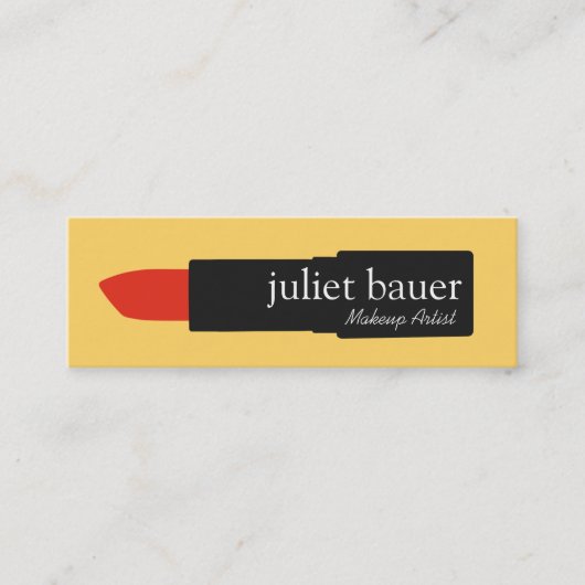 Makeup Artist Bold Yellow Lipstick Beauty Mini Visitekaartje (Voorkant)