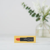 Makeup Artist Bold Yellow Lipstick Beauty Mini Visitekaartje (Staand voorkant)
