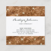 Makeup Artist Bronze Sparkle Glam Vierkante Visitekaartje (Achterkant)