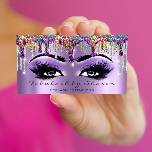 Makeup Artist Brow Eyelash Drift Paarse Holograaf Visitekaartje