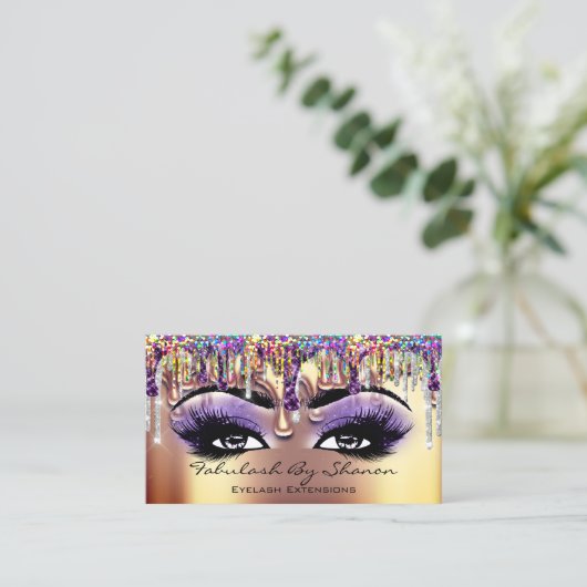 Makeup Artist Brow Eyelash Gold Drivers Holograaf Visitekaartje (Staand voorkant)