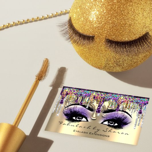 Makeup Artist Brow Eyelash Gold Violet Holograaf Visitekaartje