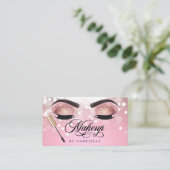 Makeup Artist Brow Eyelash Pink Glitter Visitekaartje (Staand voorkant)