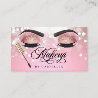 Makeup Artist Brow Eyelash Pink Glitter Visitekaartje