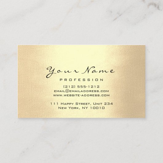 Makeup Artist Brown Lashes Glitter Champaigne Gold Visitekaartje (Achterkant)