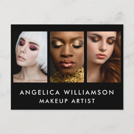 Makeup Artist Business 3 Foto Briefkaart (Voorkant)