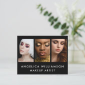 Makeup Artist Business 3 Foto Briefkaart (Staand voorkant)