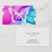 Makeup Artist Butterfly Elegant Waterverf Visitekaartje (Voorkant / Achterkant)