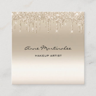 Makeup Artist Champagne Glitter Glam Drift Vierkante Visitekaartje