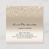 Makeup Artist Champagne Glitter Glam Drift Vierkante Visitekaartje (Achterkant)