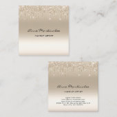Makeup Artist Champagne Glitter Glam Drift Vierkante Visitekaartje (Voorkant / Achterkant)