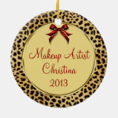 Makeup Artist Cheetah Print Persoonlijk sierlijk Keramisch Ornament (Achterkant)