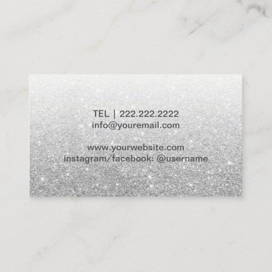 Makeup Artist Chic Blue Lips Modern Silver Glitter Visitekaartje (Achterkant)