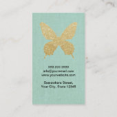 Makeup Artist Chic Gold Butterflies Faux Linen Visitekaartje (Achterkant)