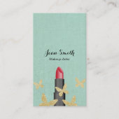Makeup Artist Chic Gold Butterflies Faux Linen Visitekaartje (Voorkant)
