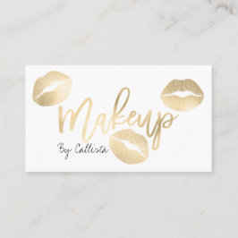 Makeup Artist Chic Gold Lips Typografie Modern Visitekaartje