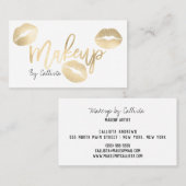 Makeup Artist Chic Gold Lips Typografie Modern Visitekaartje (Voorkant / Achterkant)