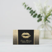 Makeup Artist Chic Lips Modern Black & Gold Ombre Visitekaartje (Staand voorkant)