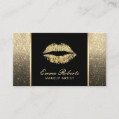Makeup Artist Chic Lips Modern Black & Gold Ombre Visitekaartje (Voorkant)