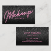 Makeup Artist Chic Neon Typography Black Glitter Visitekaartje (Voorkant / Achterkant)