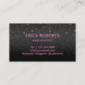 Makeup Artist Chic Neon Typography Black Glitter Visitekaartje (Achterkant)