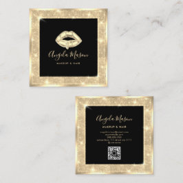 Makeup Artist Chic Salon QR Code Black Gold Vierkante Visitekaartje