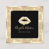 Makeup Artist Chic Salon QR Code Black Gold Vierkante Visitekaartje (Voorkant)