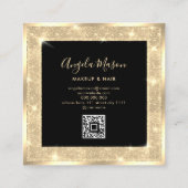 Makeup Artist Chic Salon QR Code Black Gold Vierkante Visitekaartje (Achterkant)